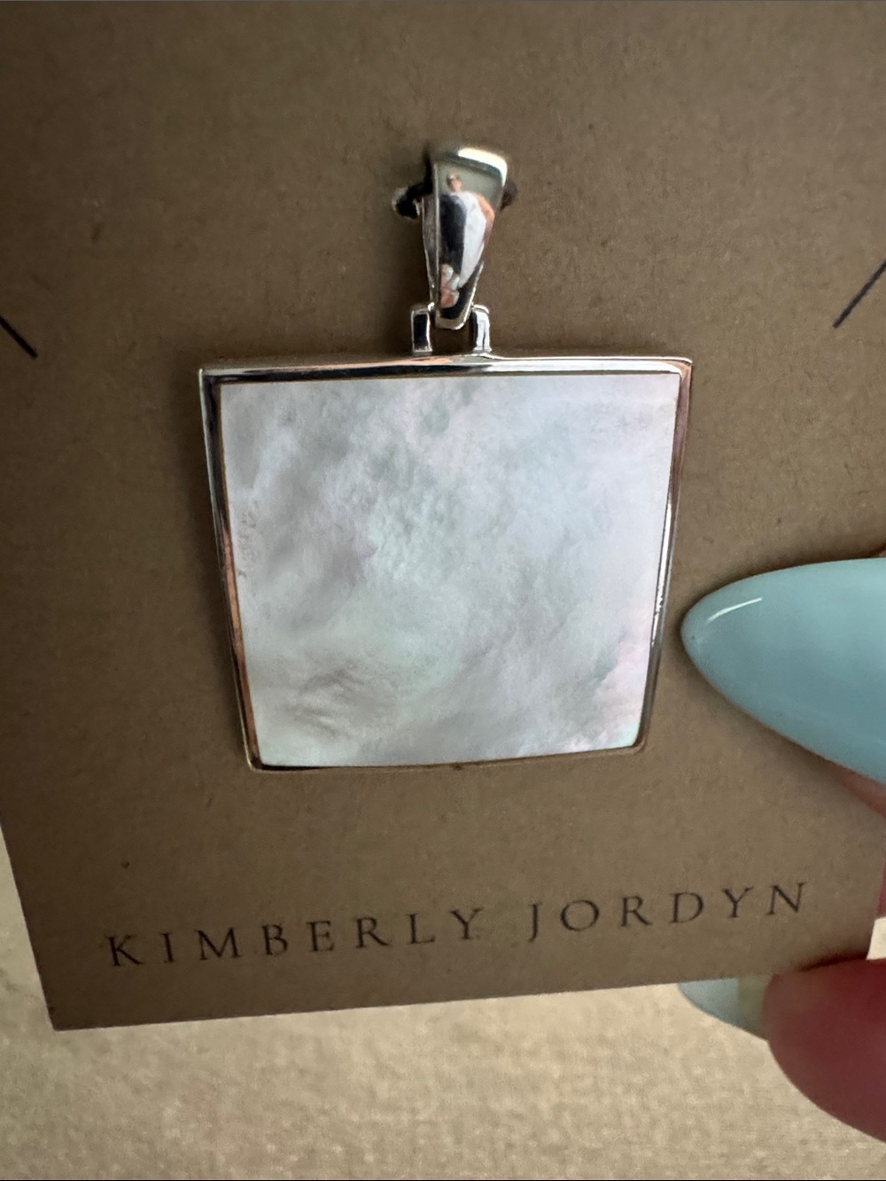 Sterling Silver White Mother-of-Pearl Square Pendant - Picture 4 of 5